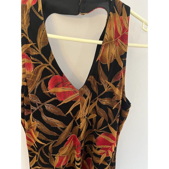 Jessica Howard Vtg Womens 10 Halter Long Dress Sheath Black Floral Party Resort - Picture 2 of 9